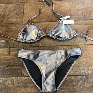 NWT! Aerie silver bikini